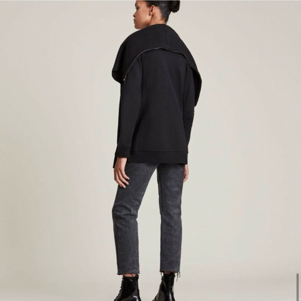 All Saints Black Dahlia Open Front Sweatshirt Jacket Cardigan - Picture 7 of 9